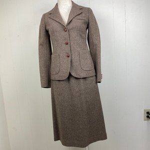 Vintage Larry Levine Wool Tweed Skirt Suit Set